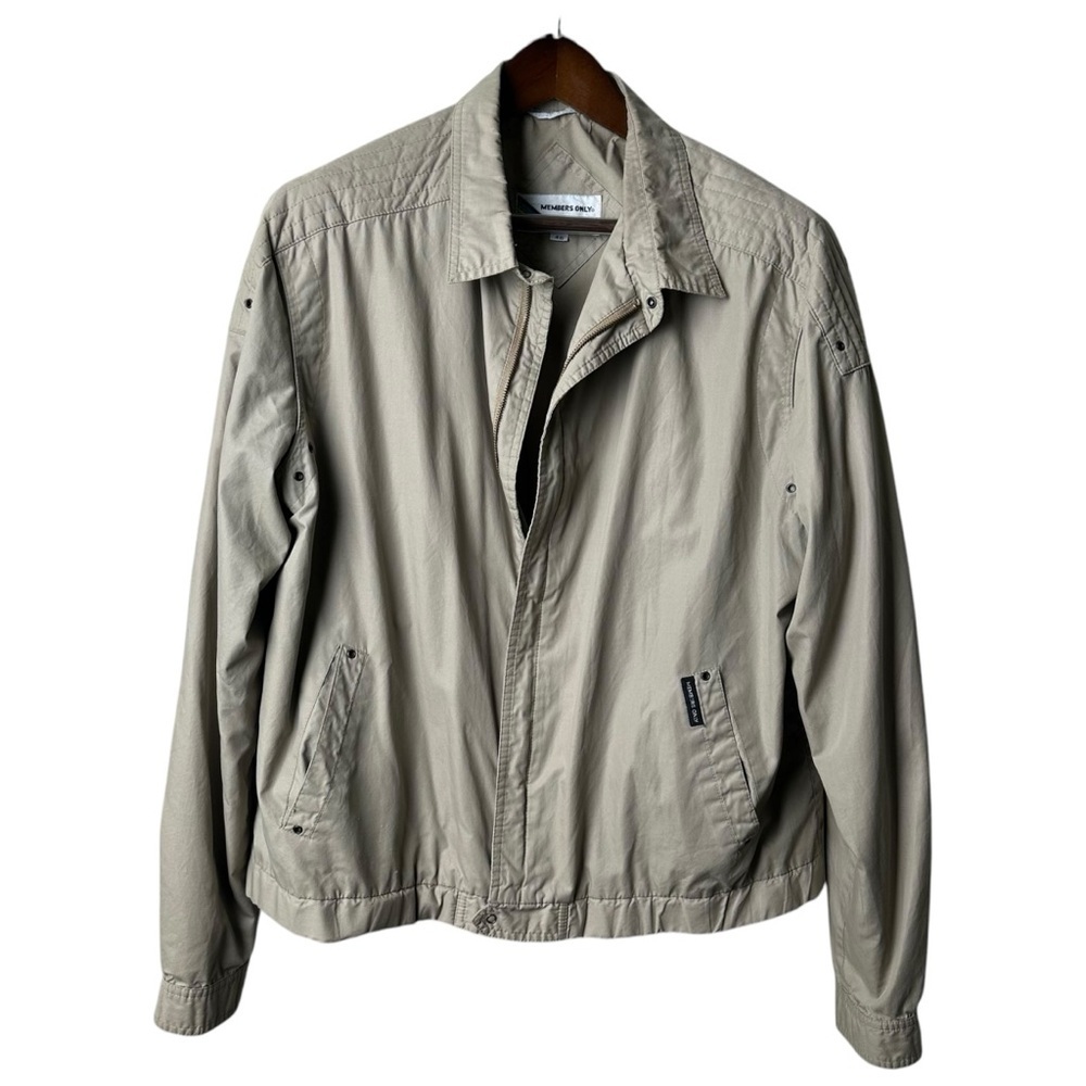 Vintage Members Only Size 46 Khaki Windbreaker Zip Up Jacket 80s Sportswear
